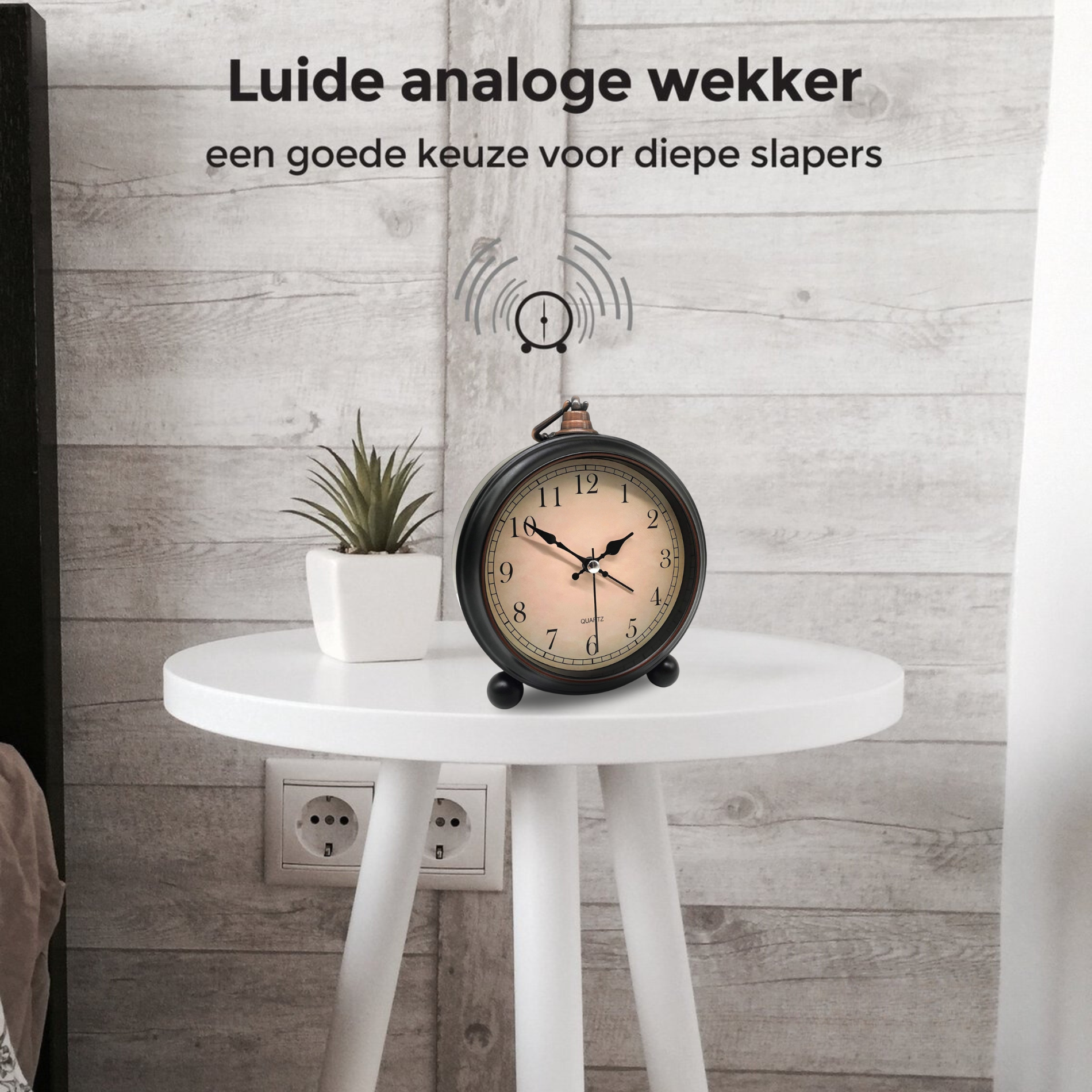 Retro Analoge Wekker Zwart