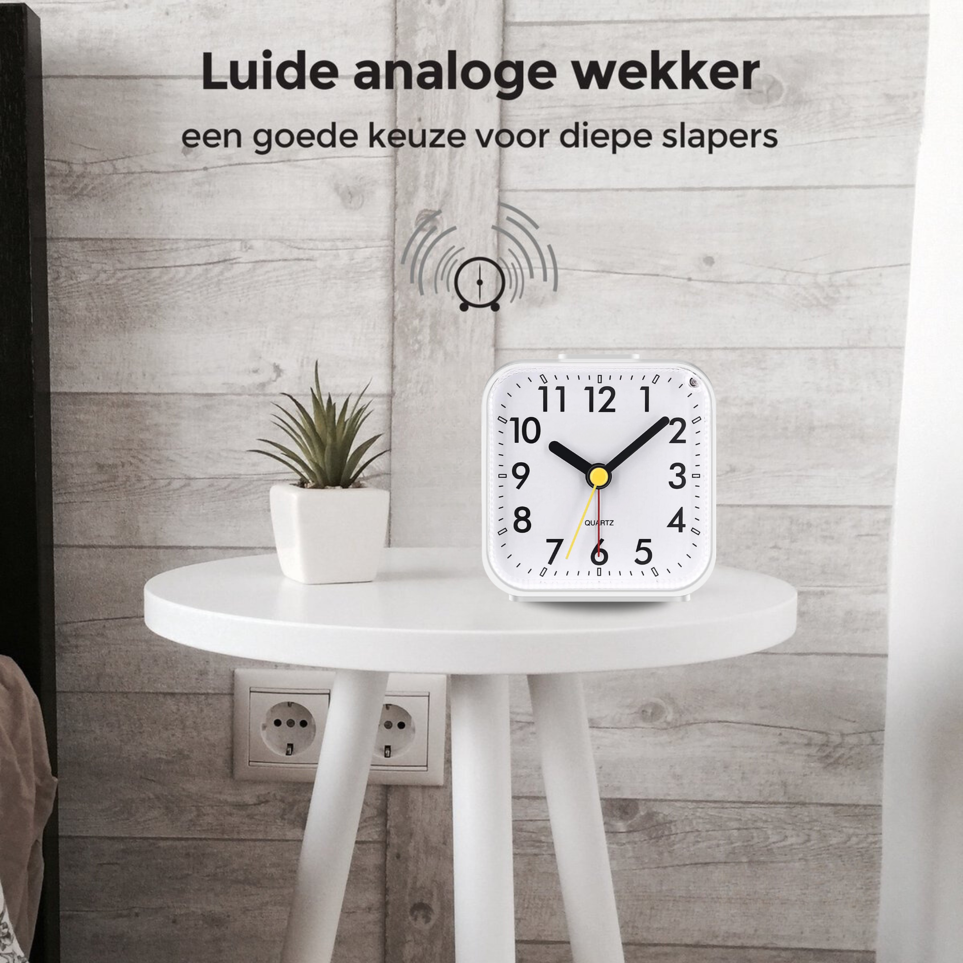 Analoge Wekker Vierkant Wit